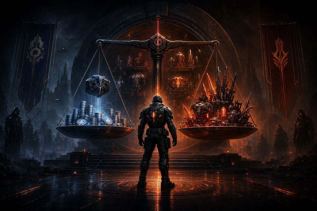 A lone mercenary weighing free progress against paid power